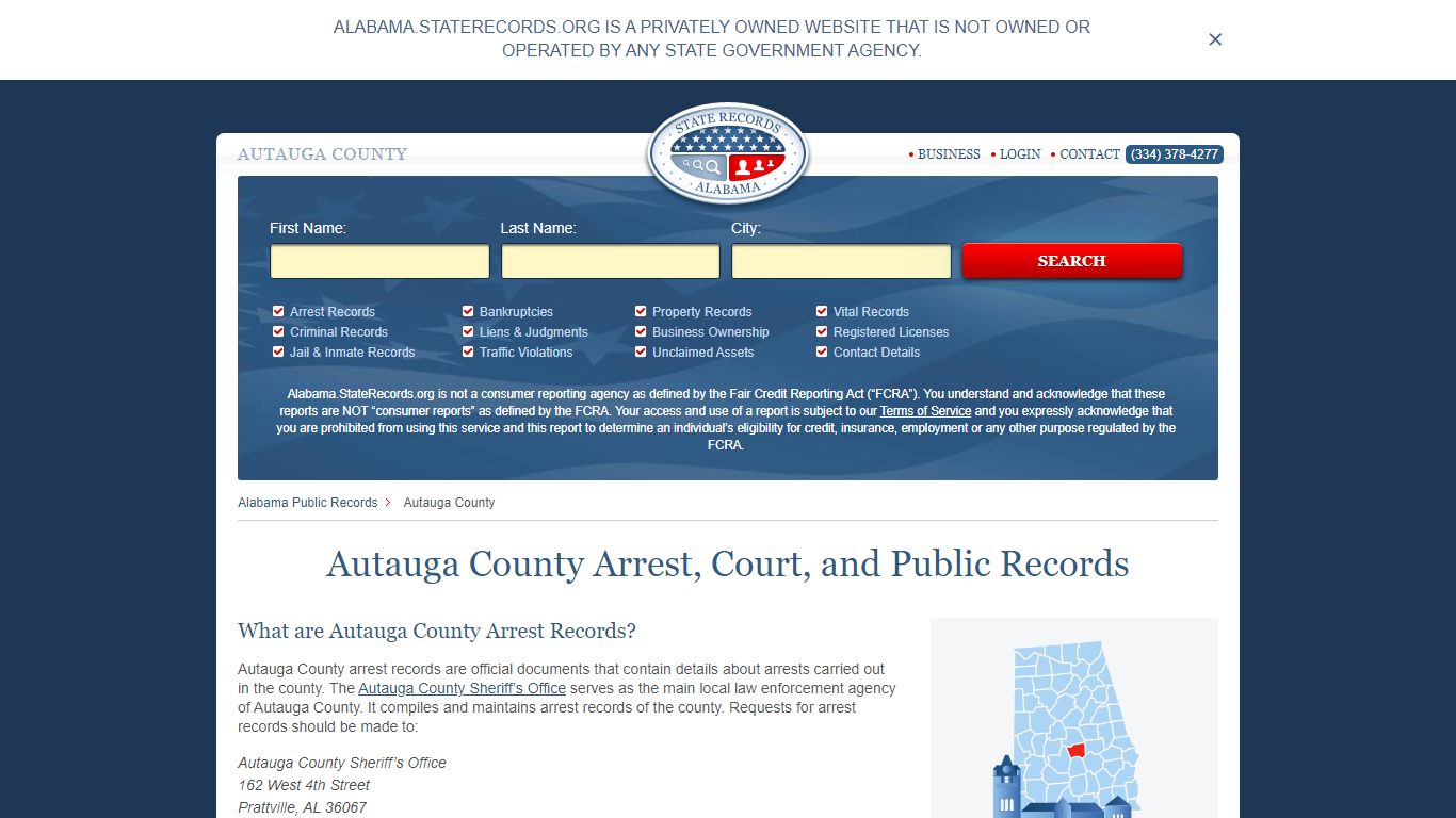Autauga County Arrest, Court, and Public Records